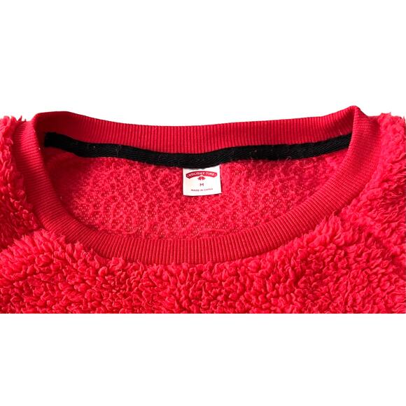 HOLIDAY TIME LONG SLV PULL-OVER ROUND NECK TOP, WOMENS, M-RED W/GOLD BRN GRAPHIC - Picture 2 of 11